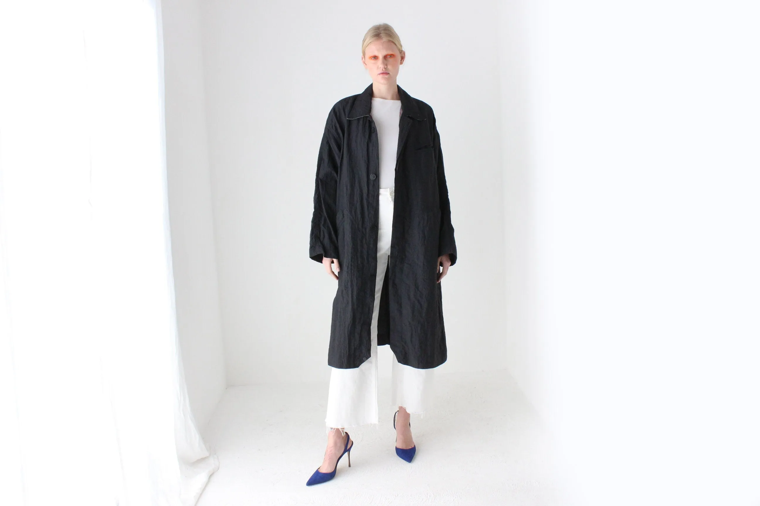 80s Minimal Lightweight Water Resistant Trench Coat