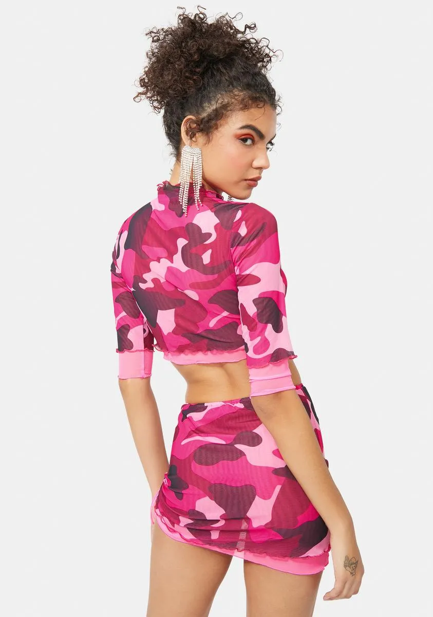 Camo Cutie Layered Mesh Skirt Set