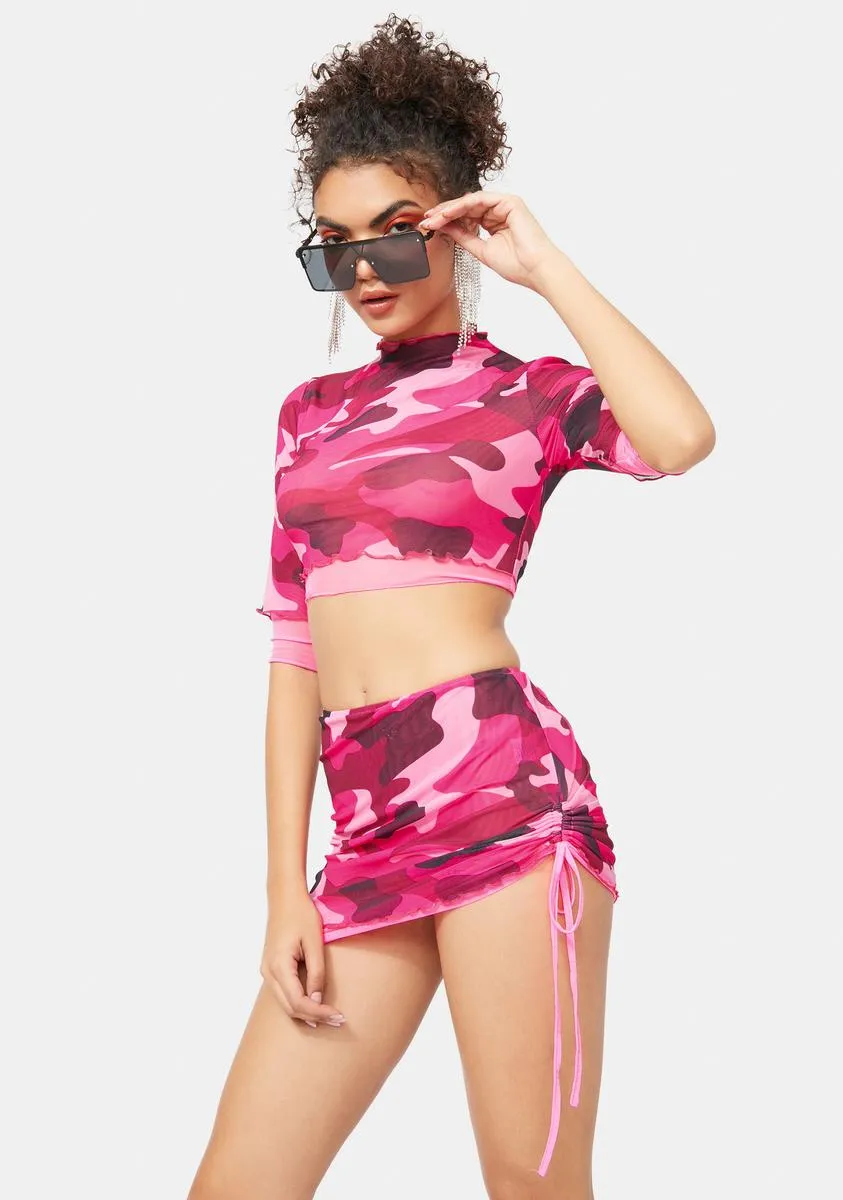 Camo Cutie Layered Mesh Skirt Set