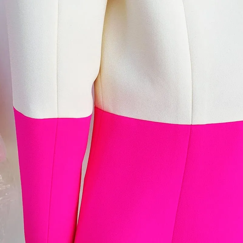 Designer Color Block Runway Suit