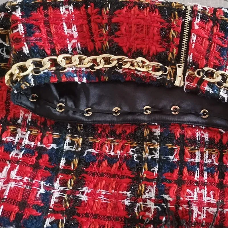 Designer Plaid Tweed Set