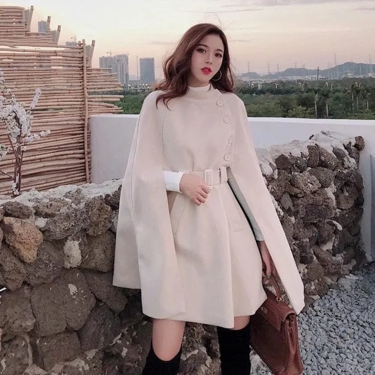 Elegant Woolen Cloak Coat