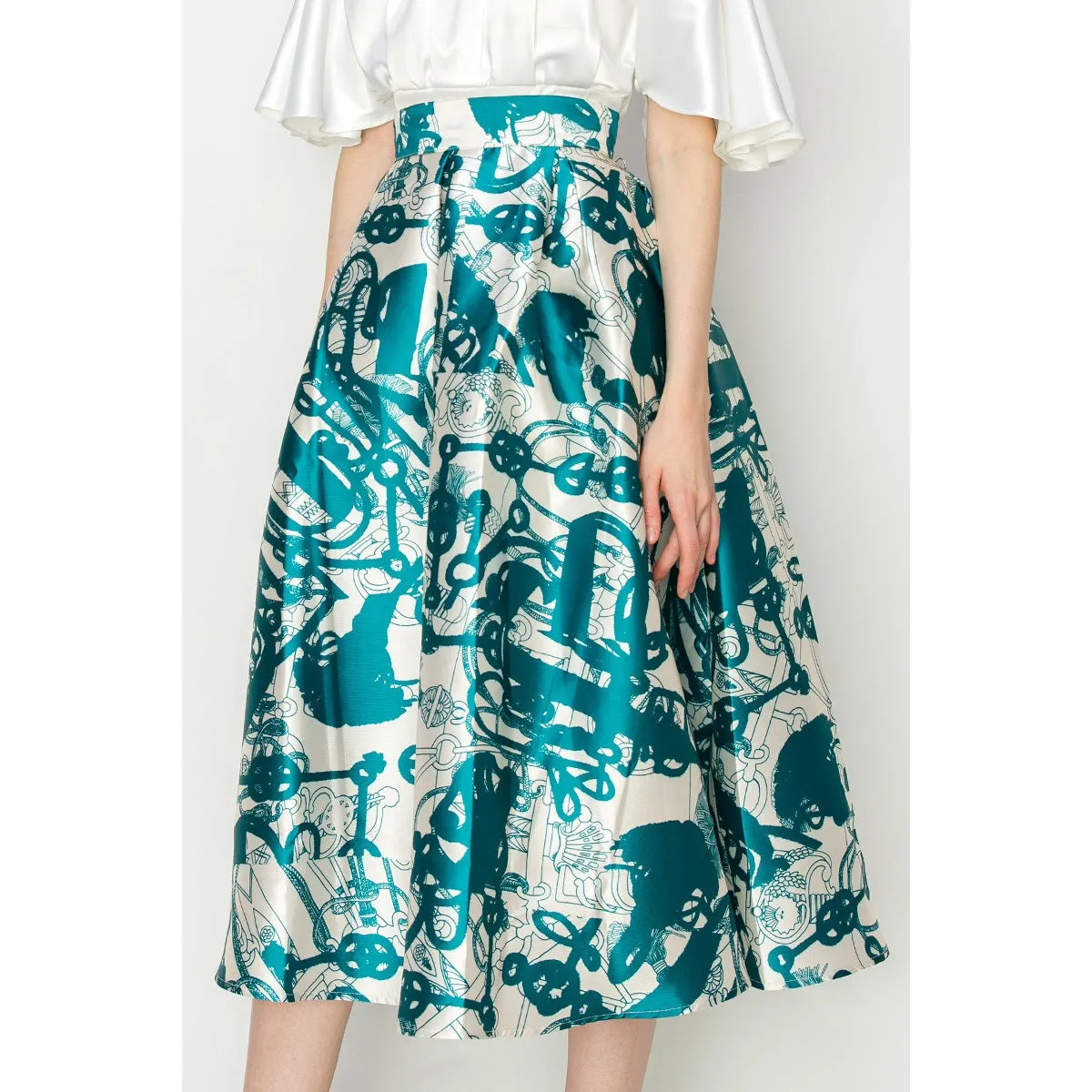 Grace Skirt in Teal & White