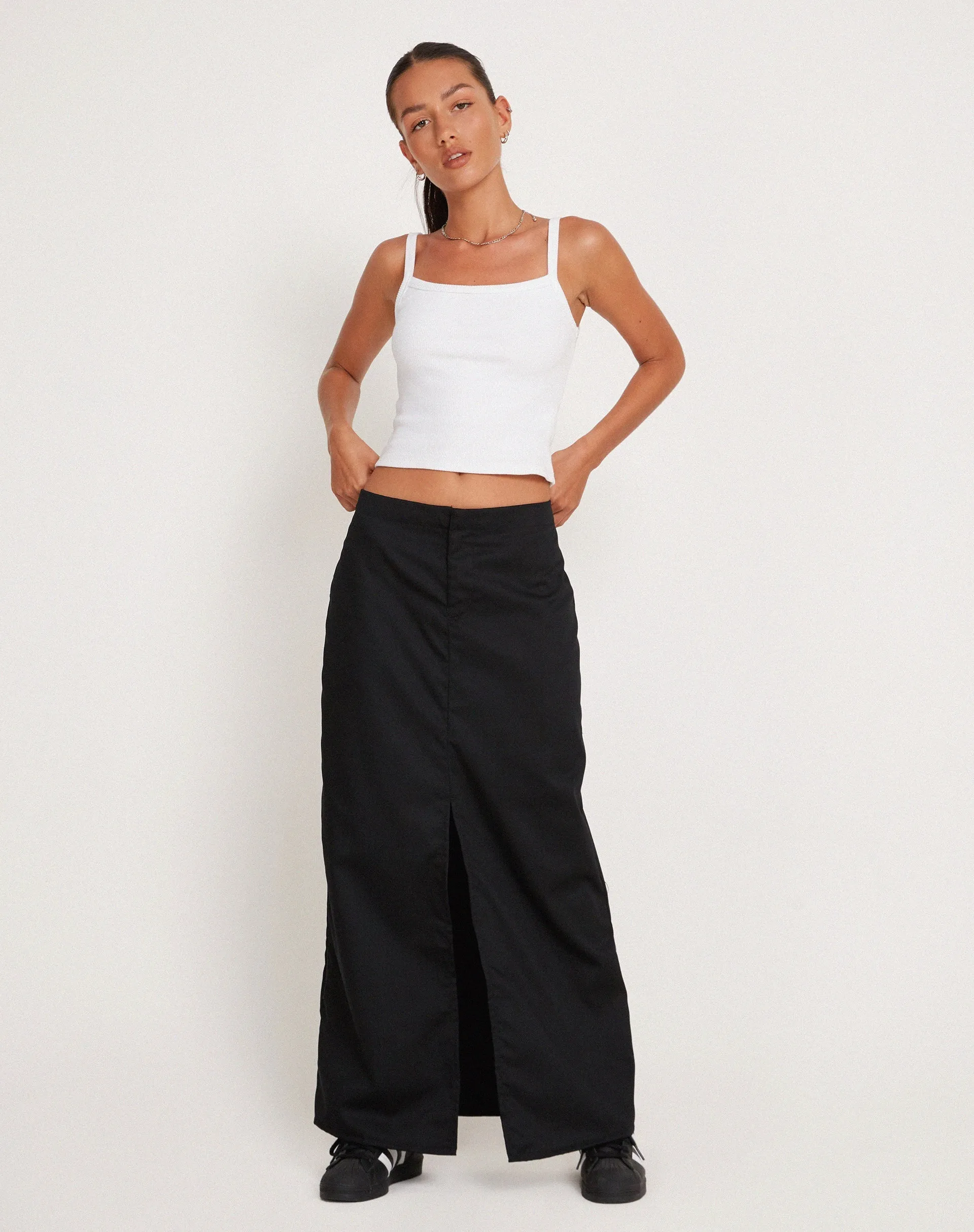 Haisley Cargo Maxi Skirt in Black