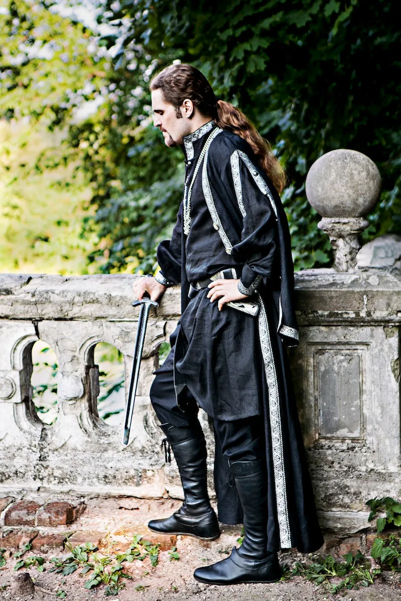 Long Medieval Flax Overcoat