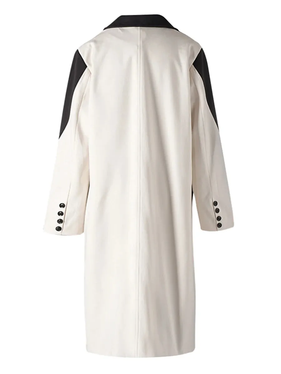 Neutral Two Toned Patchwork Trench Coat