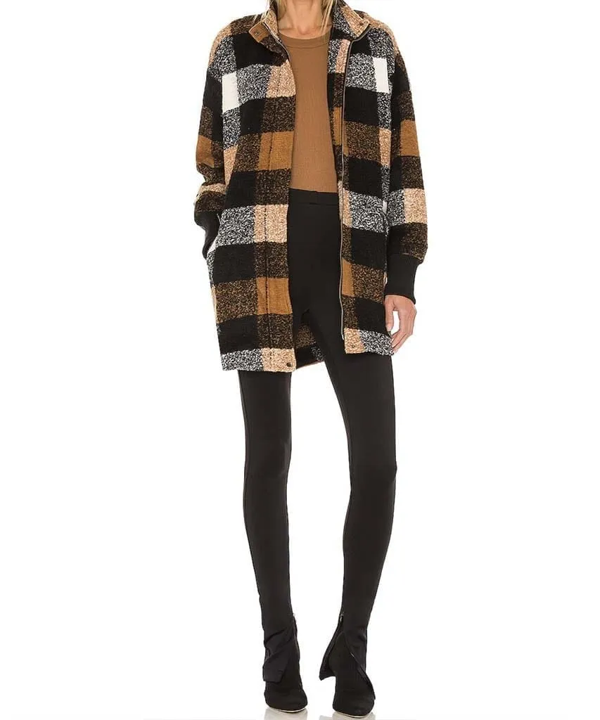Plaid Times Coat Brown