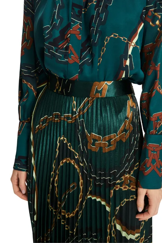 Pleated Skirt With Chain Print
