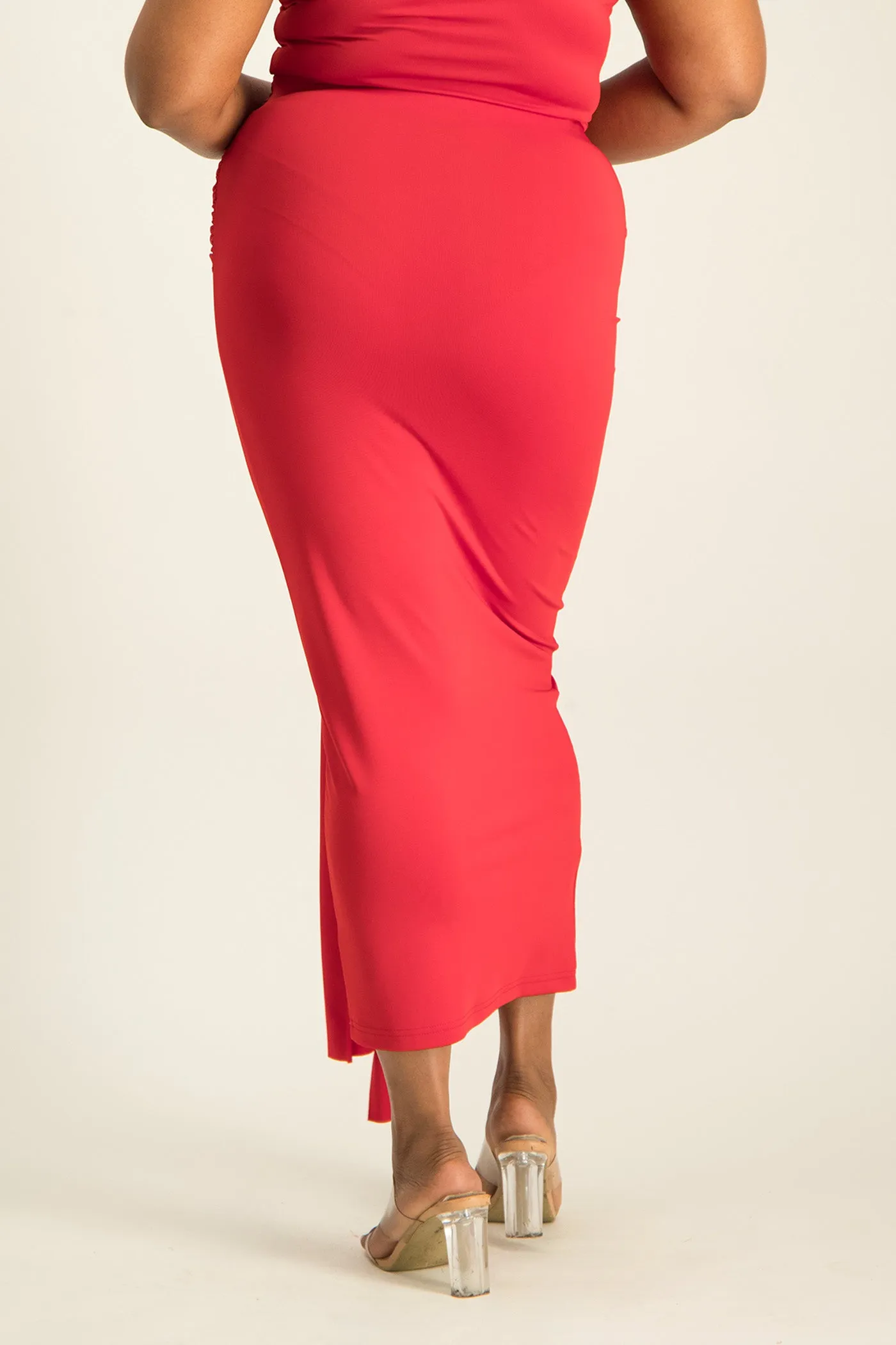 Savannah Wrap Tie Detail Skirt - Red