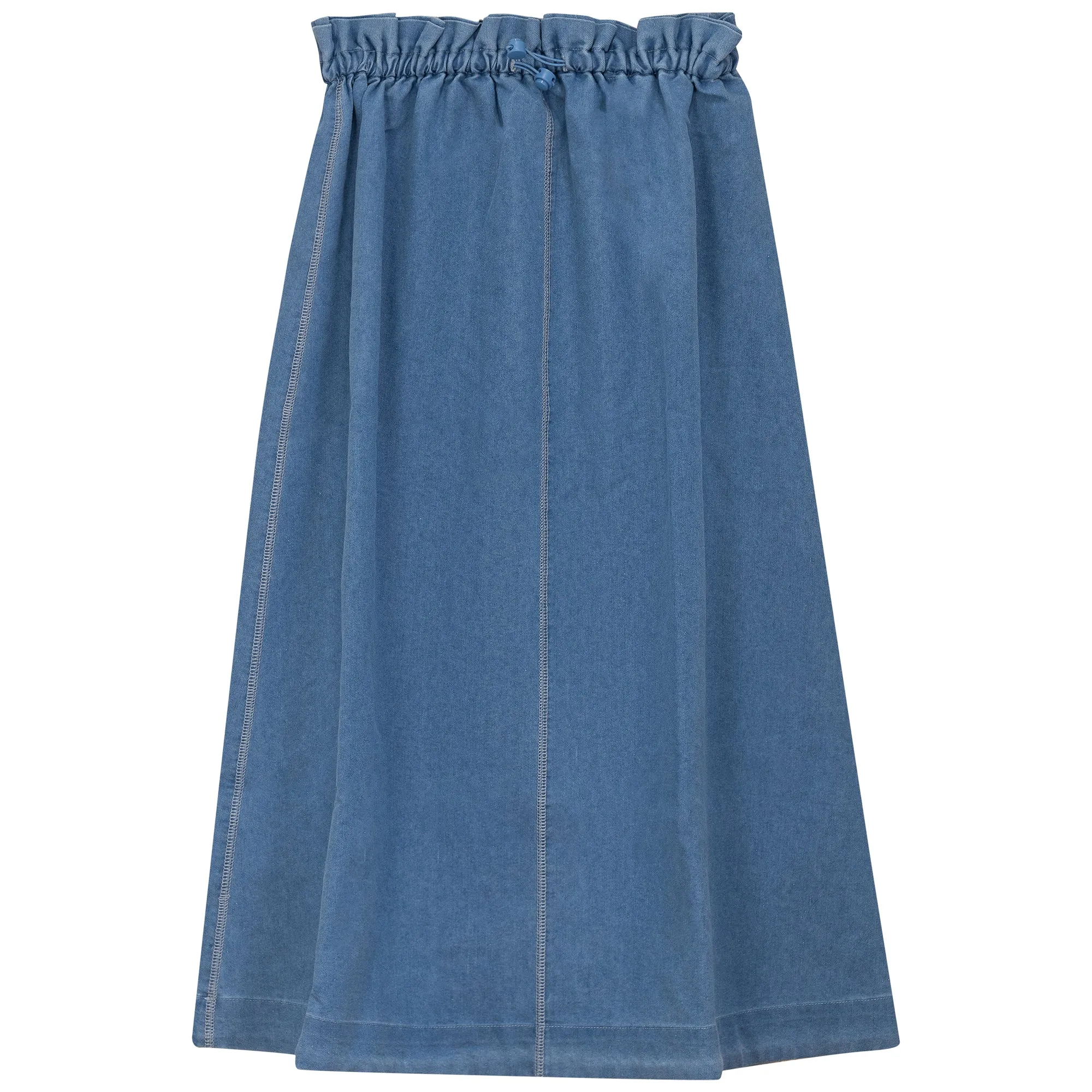 skirt midi drawstring waist - denim