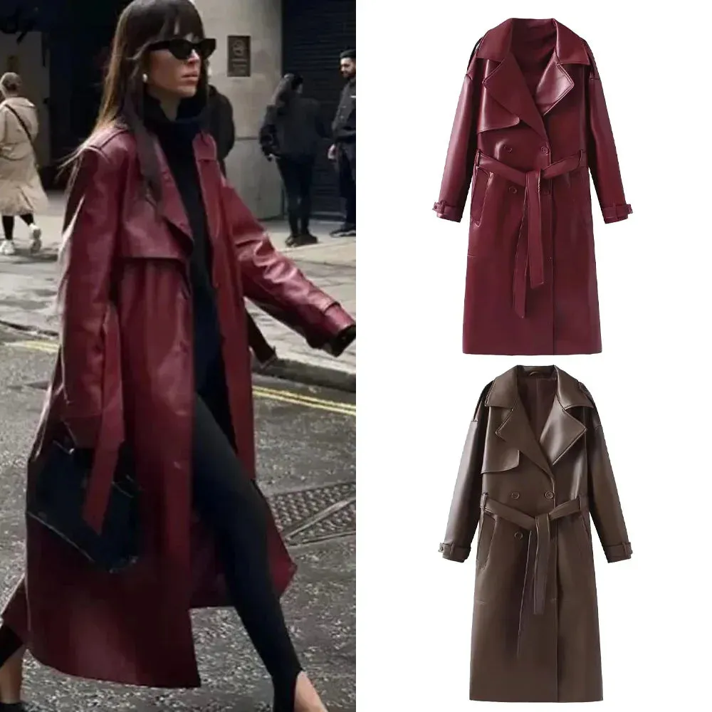 Solene - 2024 Women's jacket in burgundy faux leather