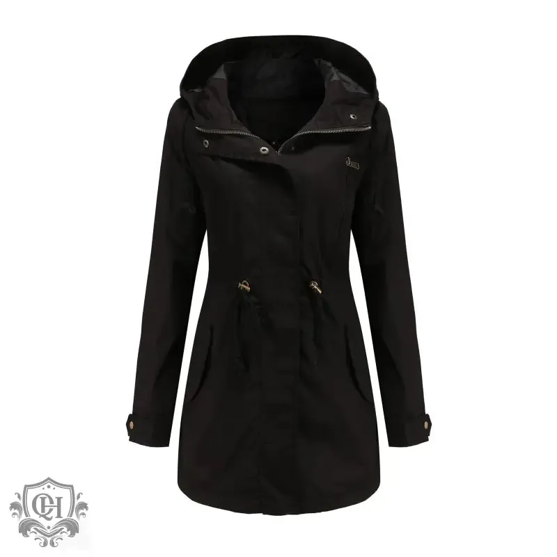 Solid Colour Hooded Coat