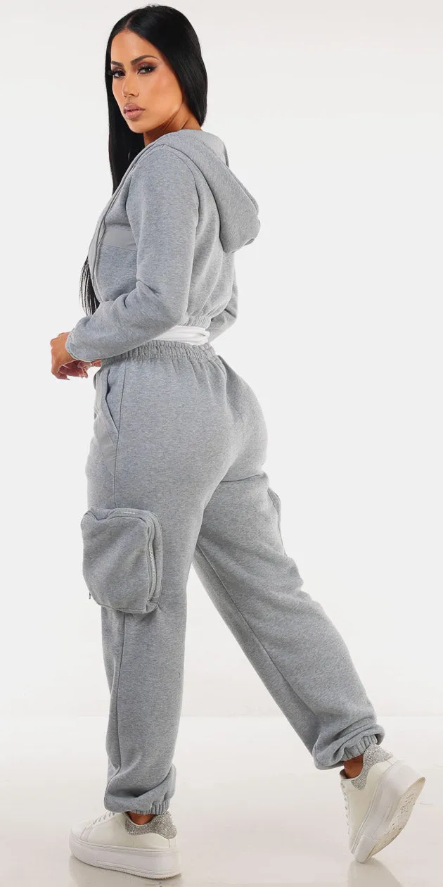 Zip Up Cargo Sweatpants Trio